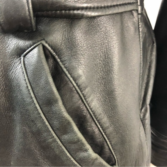 Kenneth Cole Reaction Leather Coat in Black Soft Leather with Belt feminine Sz M - Picture 9 of 12